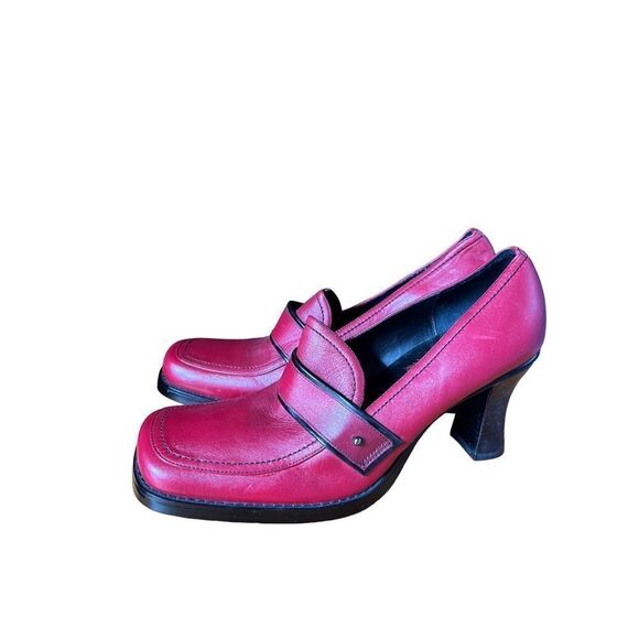 Vintage New Tothemax Red/Burgundy Chunky Block Heel Square Toe Y2K 90s size 8 - Picture 1 of 12